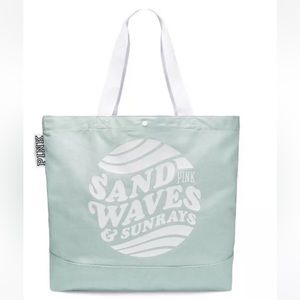 PINK Victoria’s Secret Logo Sand Waves & Sunrays Canvas Tote Beach Tote